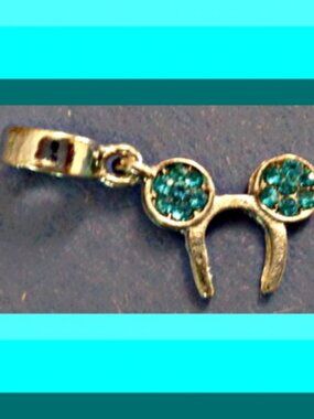 Tibetan Silver Mickey Mouse Theme Charm With December Birthstone Crystal Color